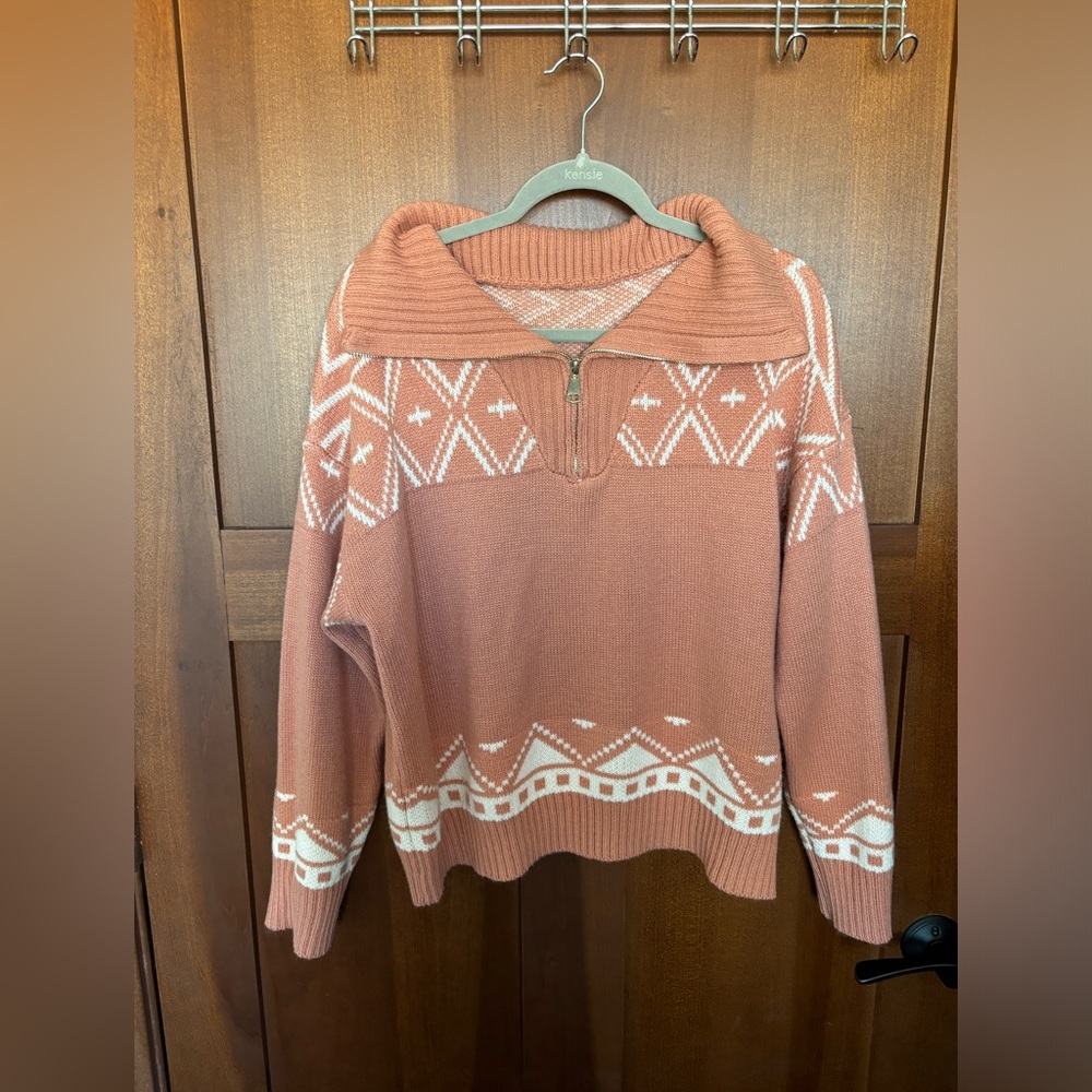 Pink Quarter Zip Sweater - XL